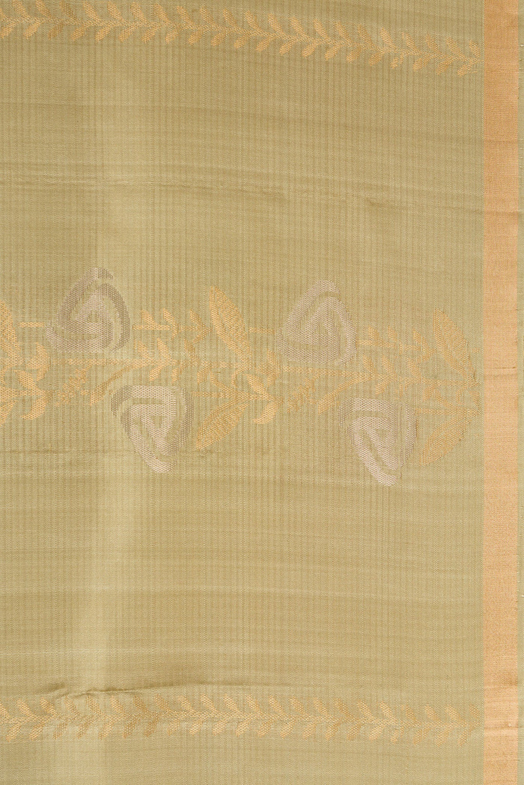 Border image of Pista Green Dual Tone Soft Silk Saree with Zari Butta on the body and Zari Border. 