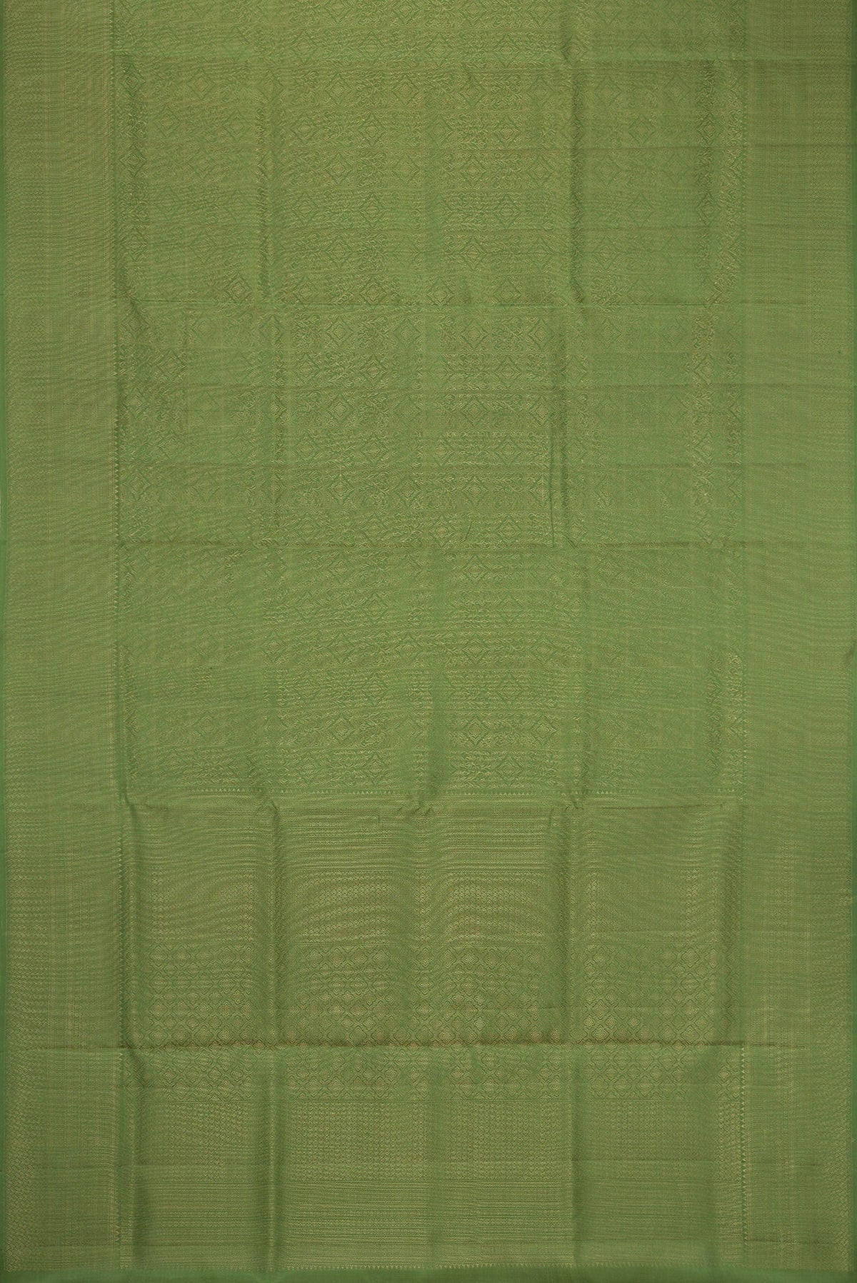 Flat view of Green Soft Silk Saree with Zari Brocade on the body and Fancy Border. 