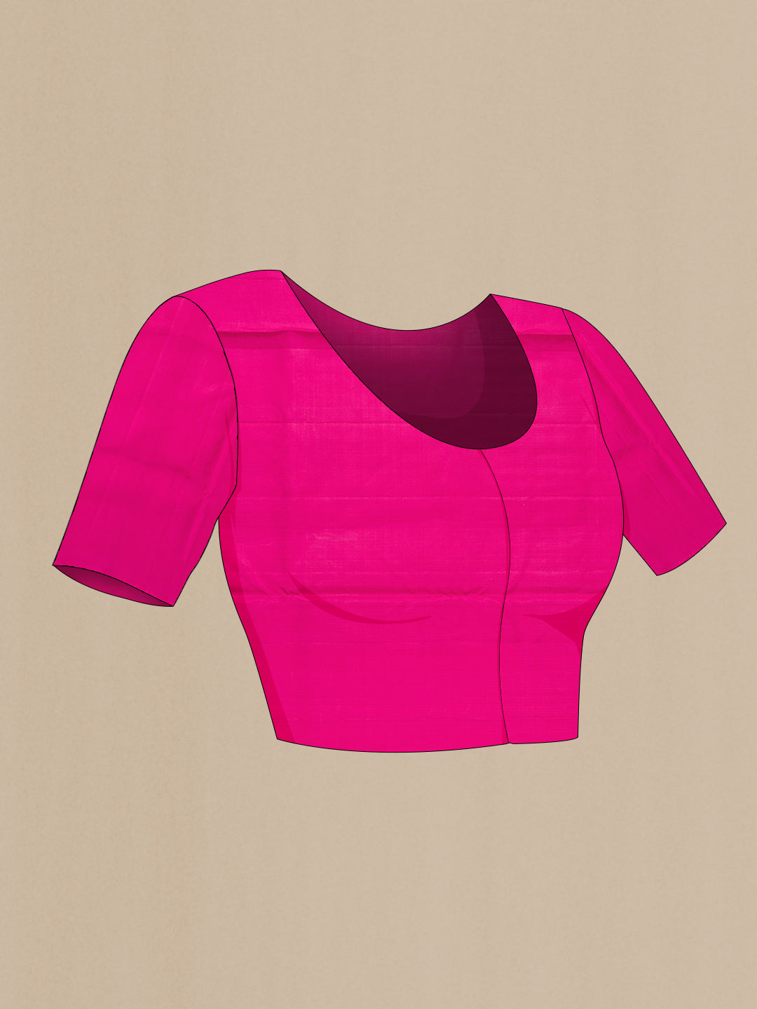 Close up image of the blouse of Pink Soft Silk Saree with Zari Brocade on the body and Fancy Border. 
