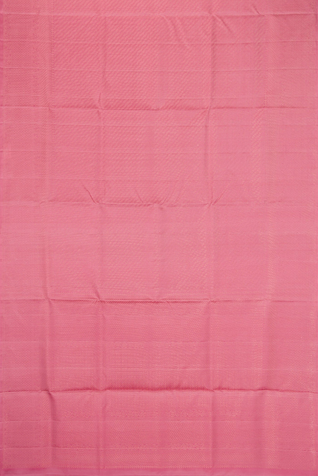 Flat view of Rose pink Soft Silk Saree with Zari Brocade on the body and Fancy Border. 