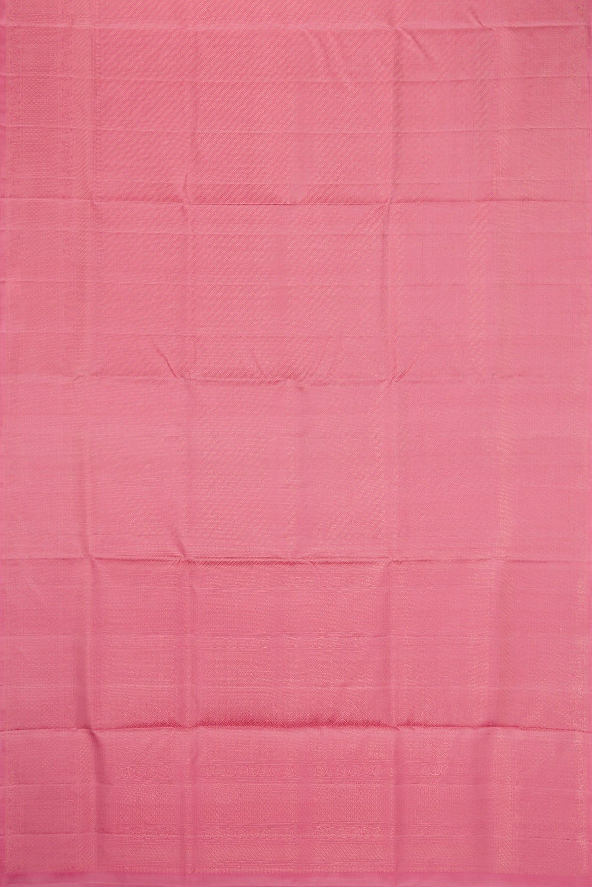 Flat view of Rose pink Soft Silk Saree with Zari Brocade on the body and Fancy Border. 
