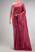 Dark Pink Soft Silk Saree with Zari Brocade on the body and Fancy Border.  displayed on a mannequin