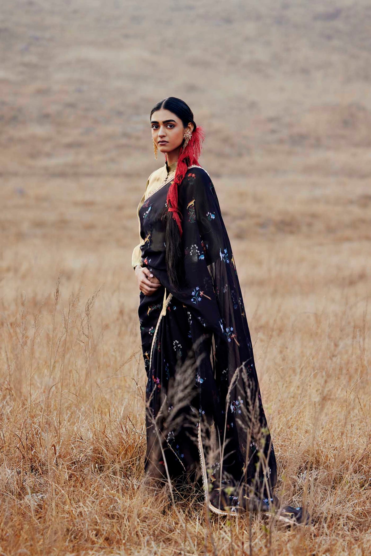 Midnight Lore-Black Pure Organza Silk Saree