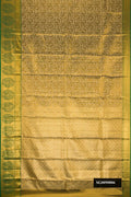 Mehandi Green Dual Tone Kanchipuram Tissue Silk Saree with Zari Brocade on the body and Zari Border.  displayed on a mannequin