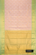Pink Dual Tone Kanchipuram Tissue Silk Saree with Zari Brocade on the body and Zari Border.  displayed on a mannequin