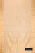 Dark Beige Dual Tone Kanchipuram Silk Saree with Zari Brocade on the body and Zari Border.  displayed on a mannequin