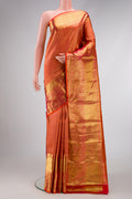Blue Soft Silk Saree with Zari Butta on the body and Zari Border.  displayed on a mannequin