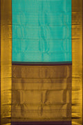 Pleats and pallu of Purple Banarasi Georgette Saree with Zari Brocade on the body and Zari Border. 