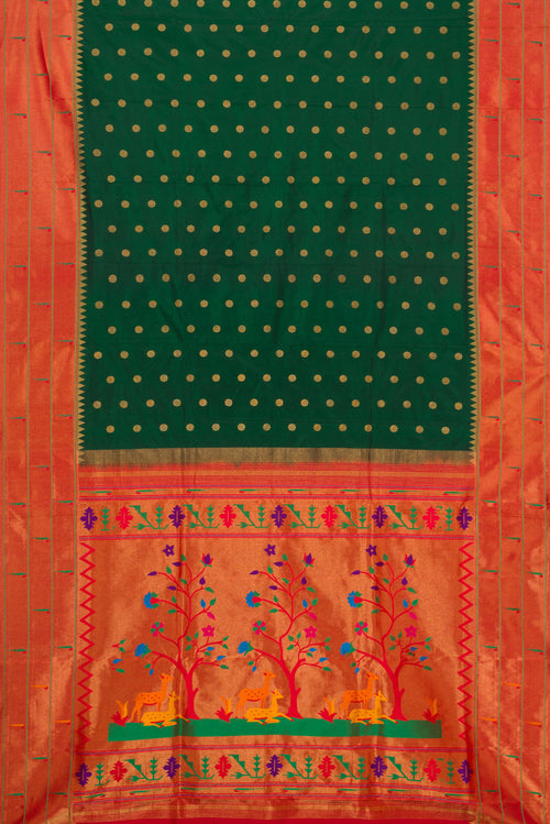 Pleats and pallu of Beige Banarasi Silk Saree with Zari Butta on the body and Zari Border. 
