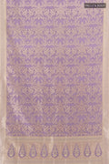 Pleats and pallu of Purple Soft Silk Saree with Zari Butta on the body and Fancy Border. 