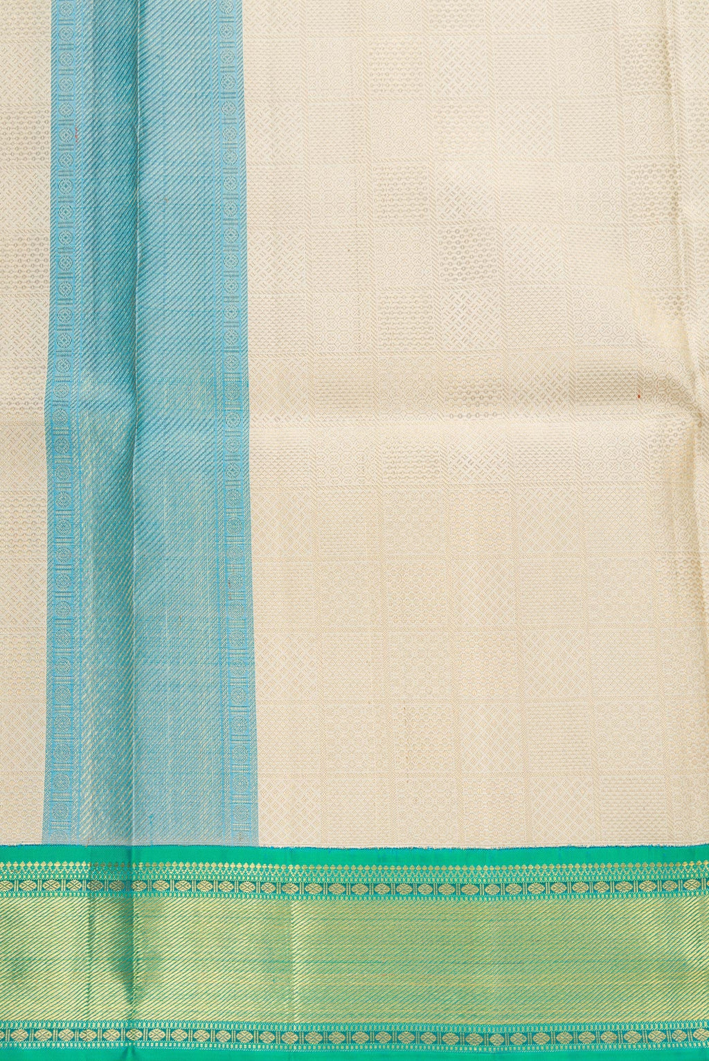 Gold Silk Dhoti With Angavastram (9X 5) Muzham with Zari Brocade on the body and Zari Border