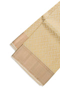 Gold Silk Dhoti With Angavastram (9X 5) Muzham with Zari Brocade on the body and Zari Border