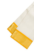 White Silk Dhoti With Angavastram (8X4) Muzham with Zari Brocade on the body and Zari Border