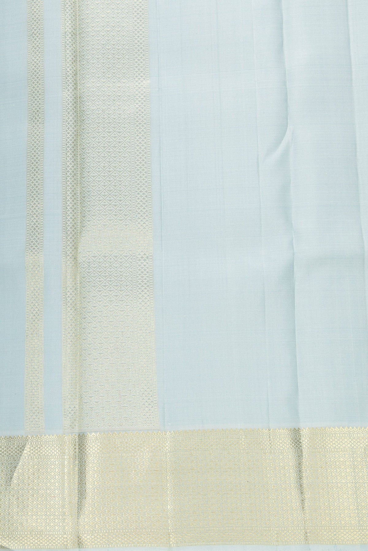 Grey Silk Dhoti With Angavastram (8X4) Muzham with Plain Body and Zari Border