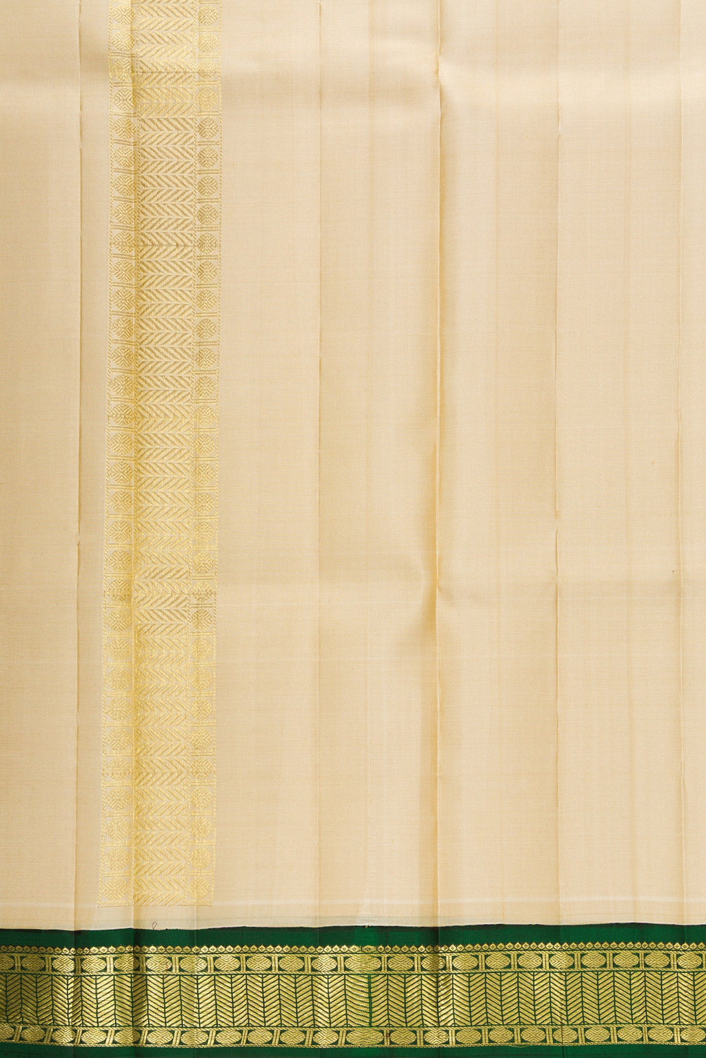 Beige Silk Dhoti With Angavastram (8X4) Muzham with Plain Body and Zari Border