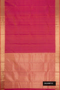 Dark Pink Dual Tone Kanchipuram Silk Saree with Jacquard With Zari Butta on the body and Zari Border.  displayed on a mannequin