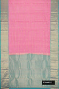 Pink Dual Tone Kanchipuram Silk Saree with Checked design on the body and Zari Border.  displayed on a mannequin
