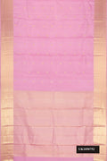 Pink Dual Tone Kanchipuram Silk Saree with Zari Butta on the body and Zari Border.  displayed on a mannequin