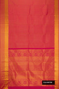 Dark Pink Dual Tone Kanchipuram Silk Saree with Zari Brocade on the body and Zari Border.  displayed on a mannequin