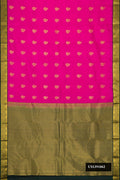 Pink Dual Tone Kanchipuram Silk Saree with Zari Butta on the body and Zari Border.  displayed on a mannequin