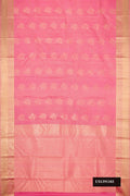 Pink Dual Tone Kanchipuram Silk Saree with Zari Butta on the body and Zari Border.  displayed on a mannequin