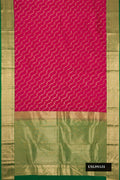 Pink Dual Tone Kanchipuram Silk Saree with Zari Brocade on the body and Zari Border.  displayed on a mannequin
