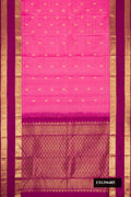 Pink Dual Tone Kanchipuram Silk Saree with Zari Butta on the body and Zari Border.  displayed on a mannequin