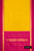 Mehandi Green Dual Tone Kanchipuram Silk Saree with Plain Body and Zari Border.  displayed on a mannequin
