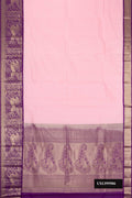 Pink Dual Tone Kanchipuram Silk Saree with Zari Butta on the body and Zari Border.  displayed on a mannequin