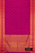 Pink Dual Tone Kanchipuram Silk Saree with Zari Butta on the body and Zari Border.  displayed on a mannequin