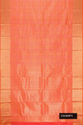 Orange Dual Tone Kanchipuram Silk Saree with Zari Brocade on the body and Zari Border.  displayed on a mannequin