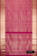 Magenta Dual Tone Kanchipuram Silk Saree with Zari Brocade on the body and Zari Border.  displayed on a mannequin