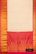 Sandal Dual Tone Kanchipuram Silk Saree with Zari Brocade on the body and Zari Border.  displayed on a mannequin