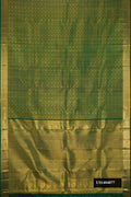 Green Dual Tone Kanchipuram Silk Saree with Zari Brocade on the body and Zari Border.  displayed on a mannequin