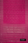 Rani Pink Dual Tone Kanchipuram Silk Saree with Zari Brocade on the body and Zari Border.  displayed on a mannequin