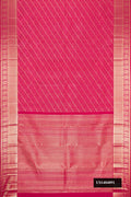 Magenta Dual Tone Kanchipuram Silk Saree with Zari Brocade on the body and Zari Border.  displayed on a mannequin