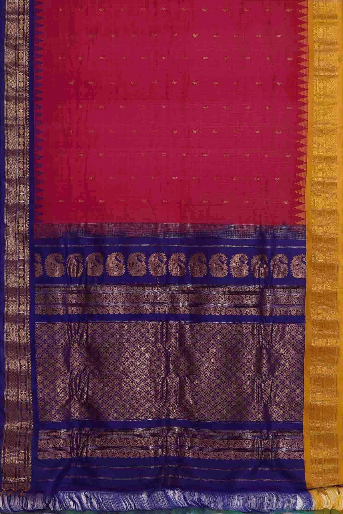 Dark Pink Gadwal Silk Cotton Saree