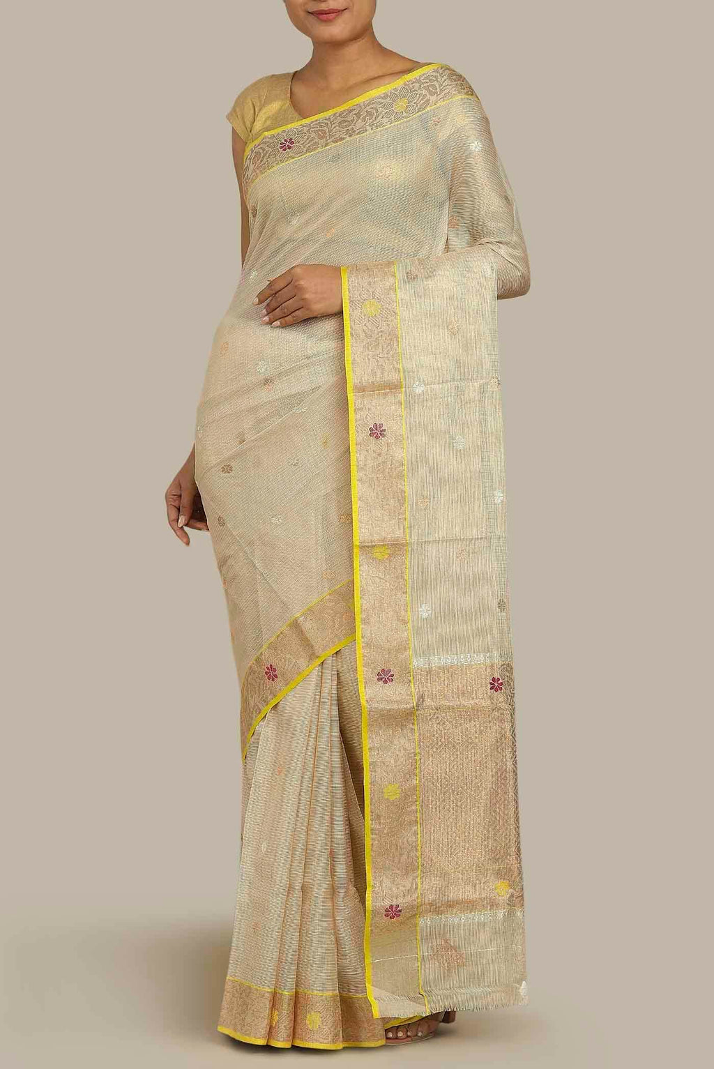 Beige Kota Silk Saree