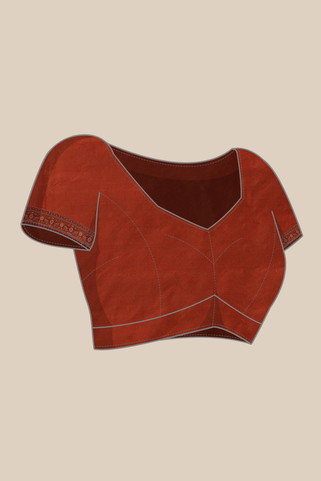 Rust Banarasi Tanchoi Silk Saree