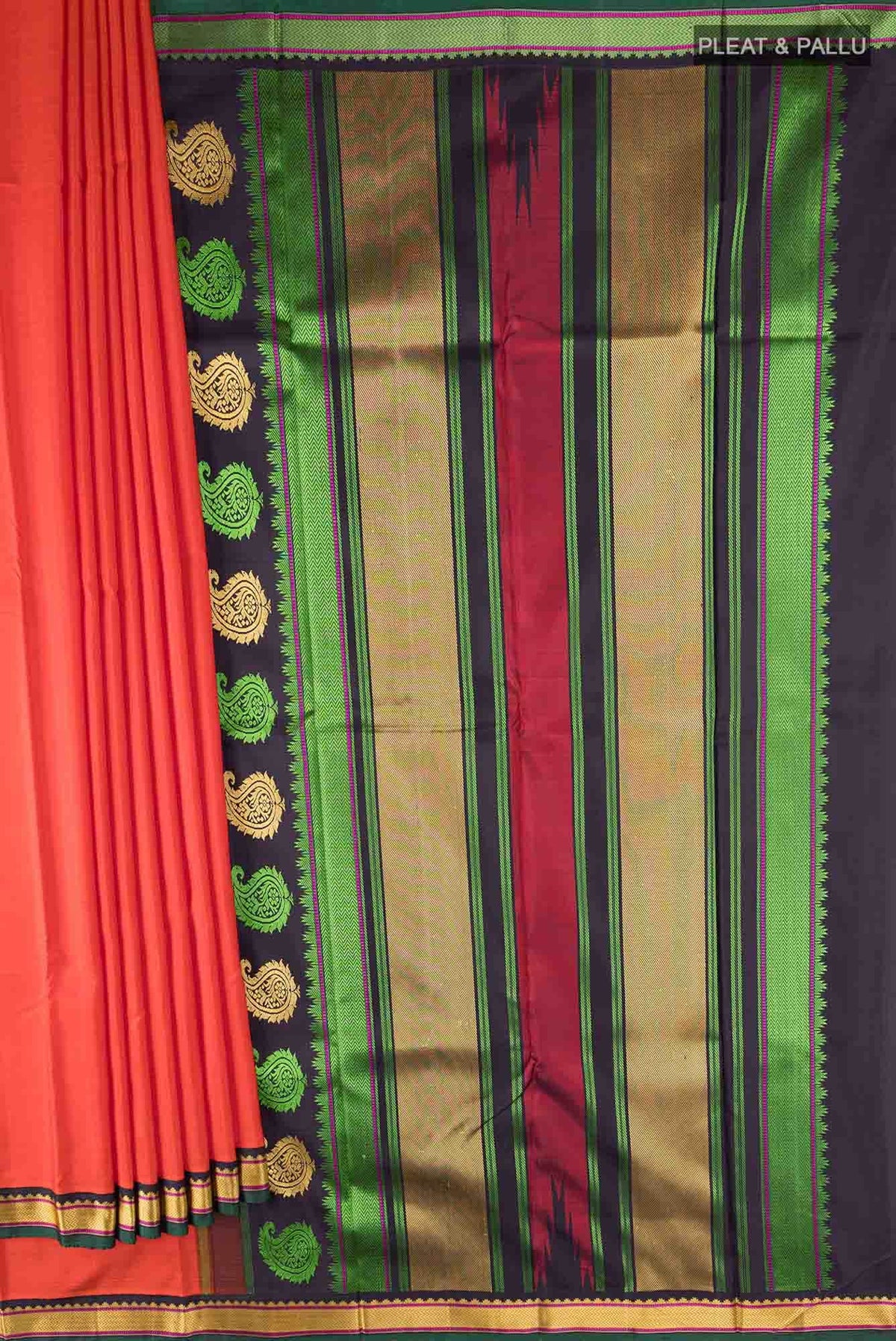 Brick Orange Kanjivaram Silk Saree