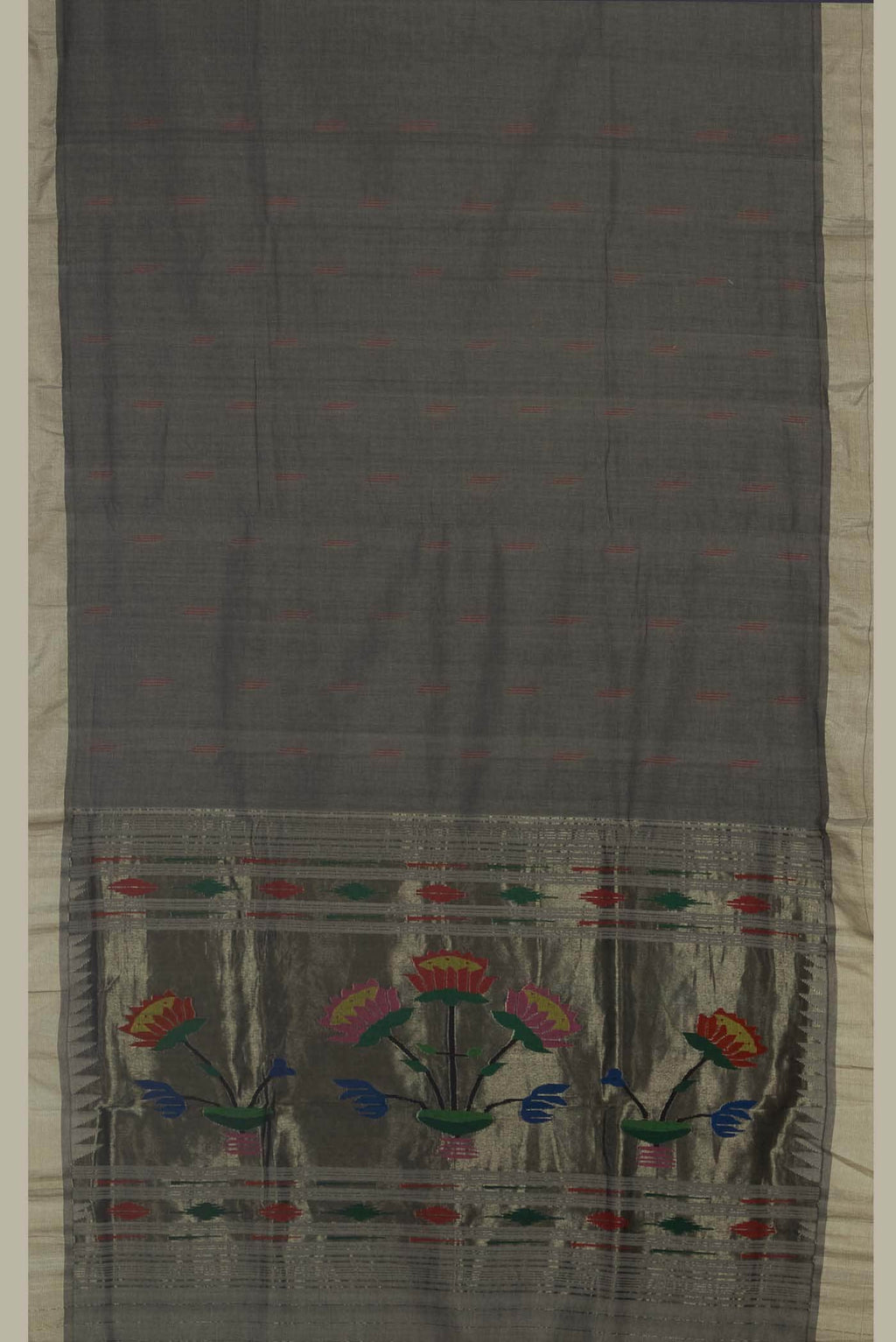 Grey Paithani Cotton Saree