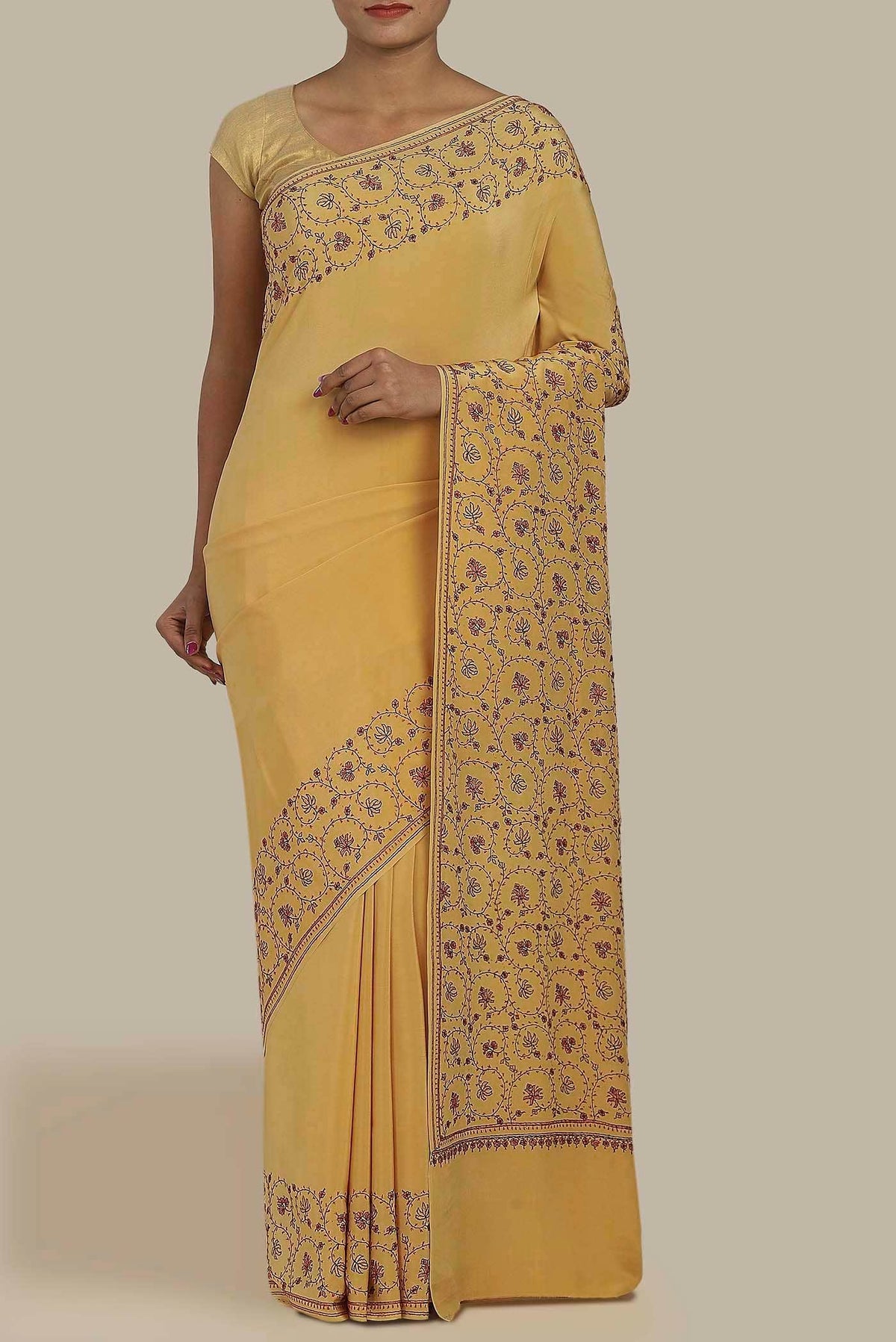 Sandal Crepe Saree