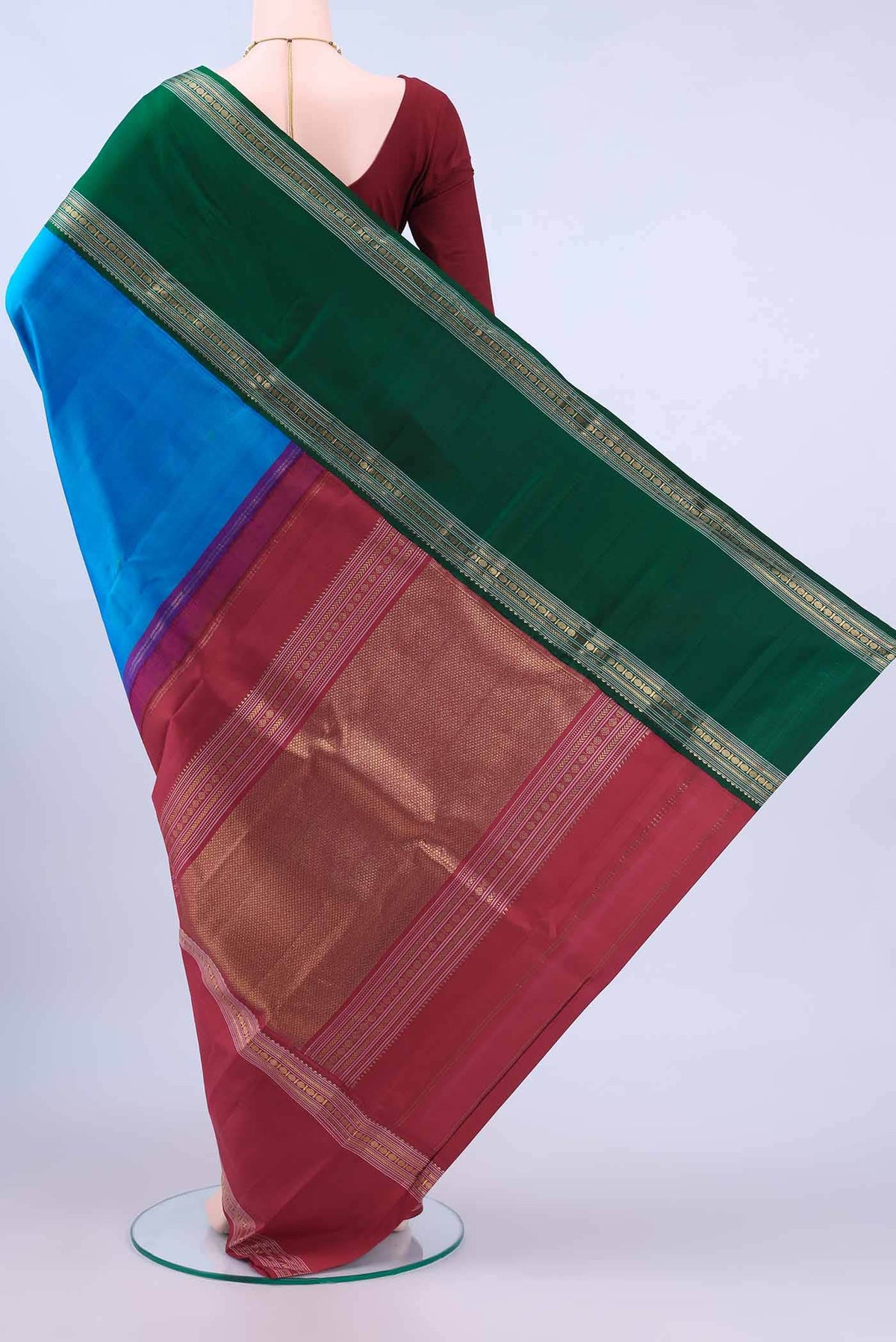 Pure Silk Pure Zari Blue Kanchipuram Saree