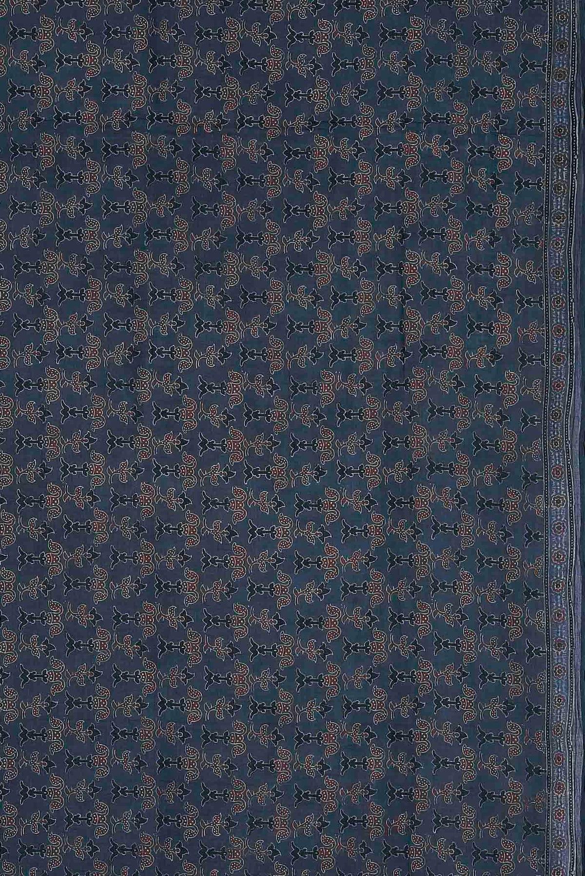 Blue Printed Cotton Saree