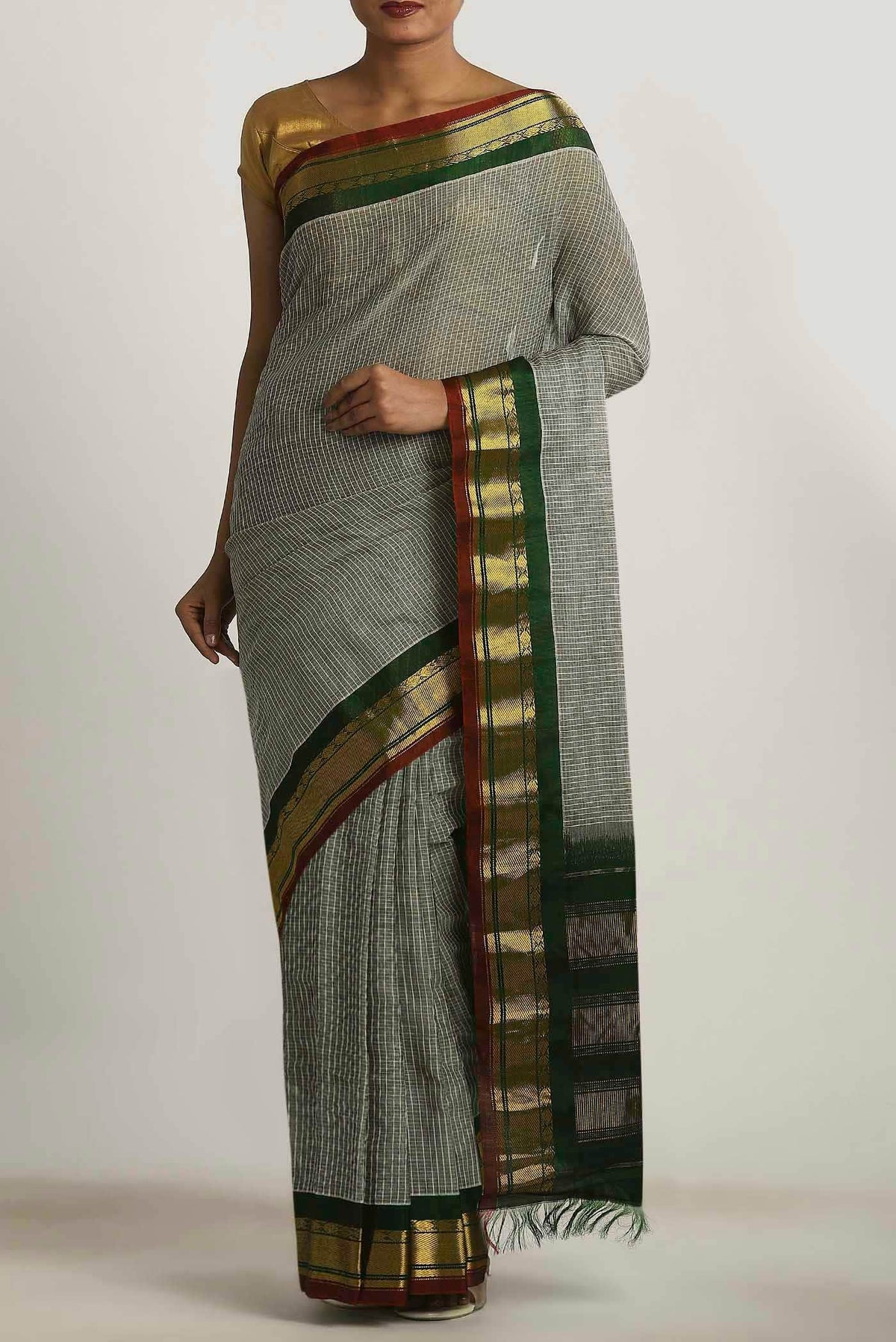 Grey Gadwal cotton Saree