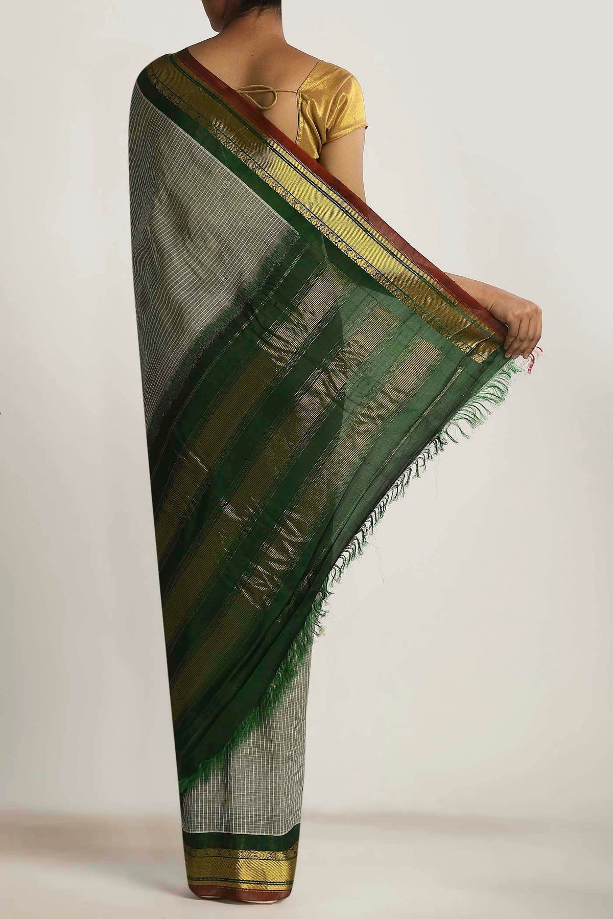 Grey Gadwal cotton Saree