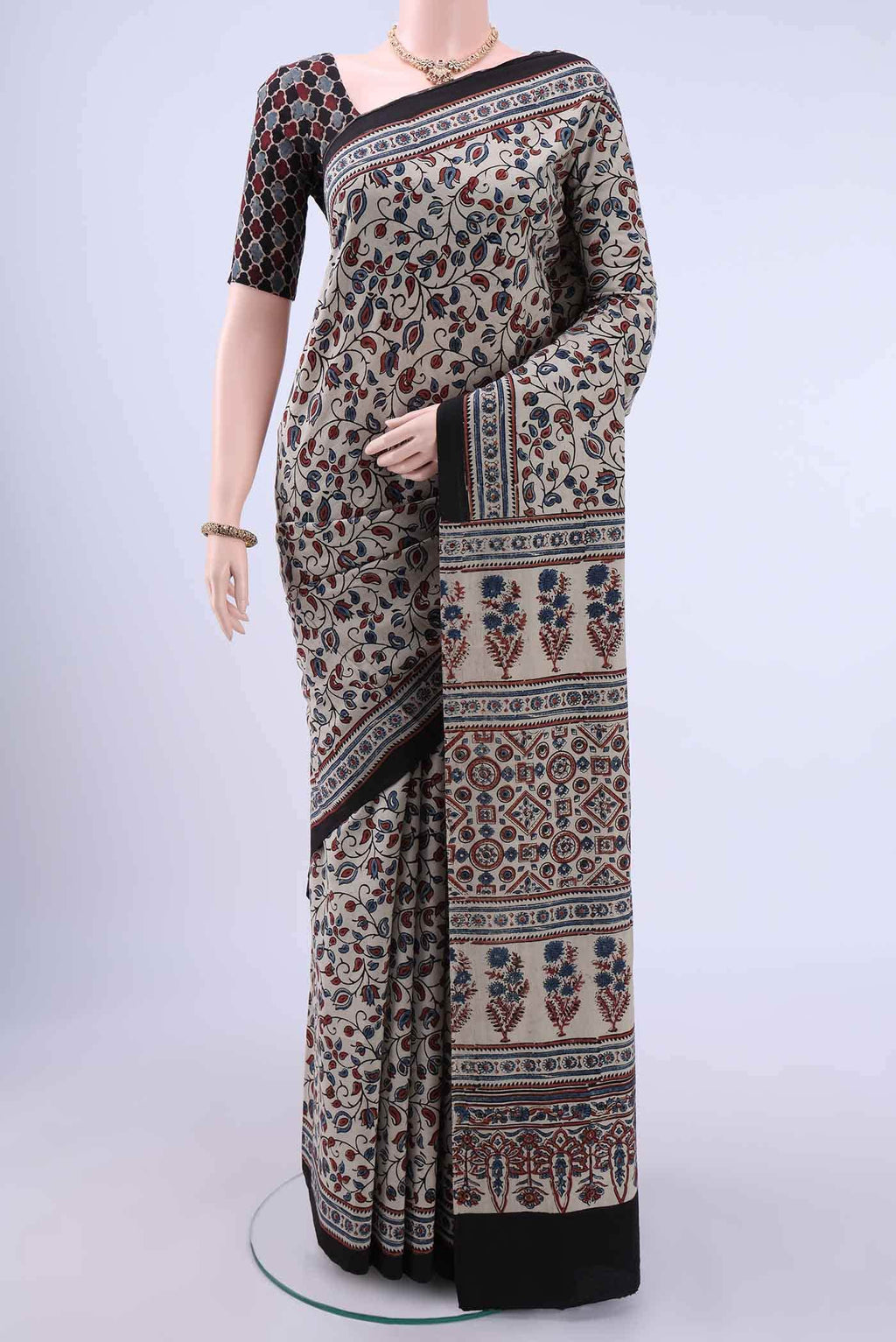 Bronze Printed Cotton Saree