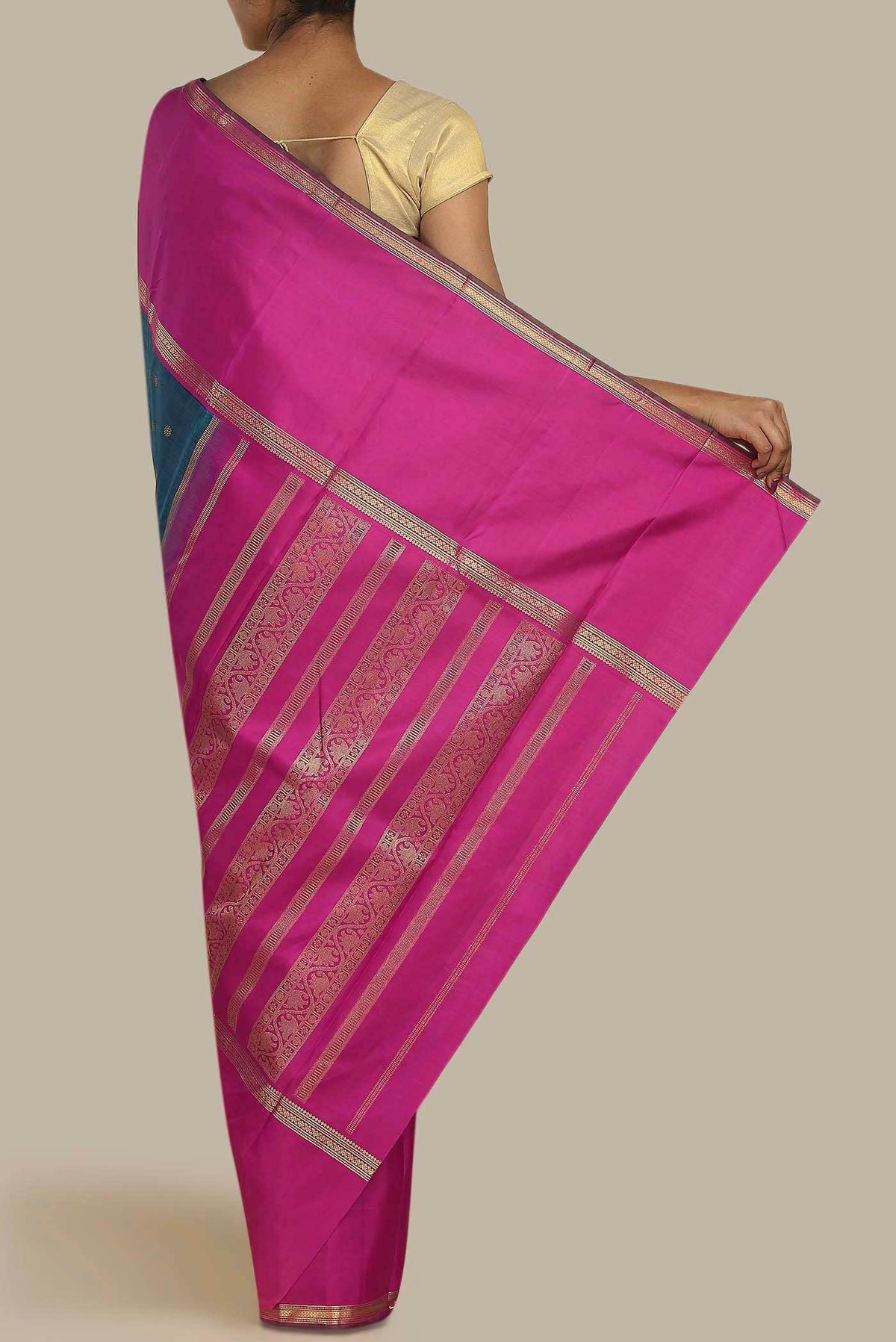 Pure Silk Pure Zari Blue Kanchipuram Saree