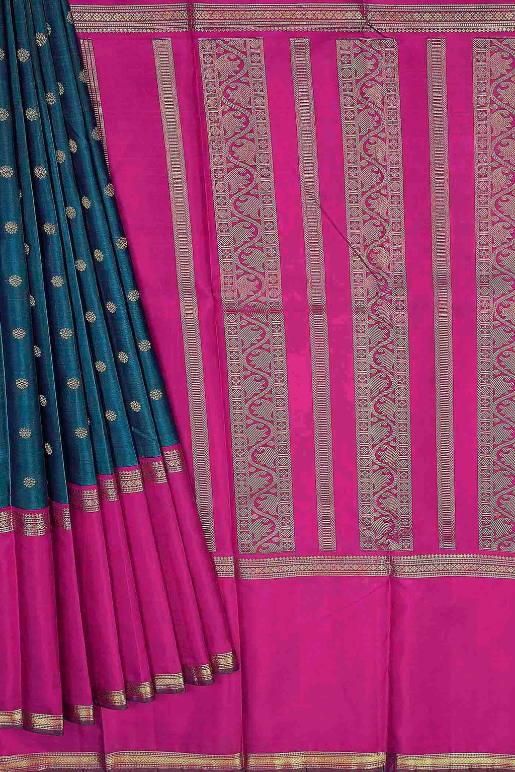 Pure Silk Pure Zari Blue Kanchipuram Saree