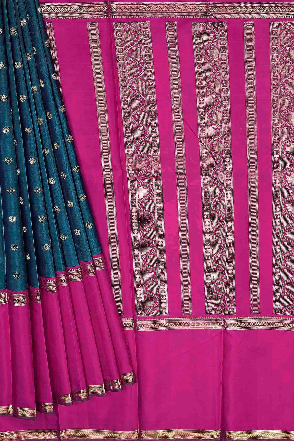 Pure Silk Pure Zari Blue Kanchipuram Saree